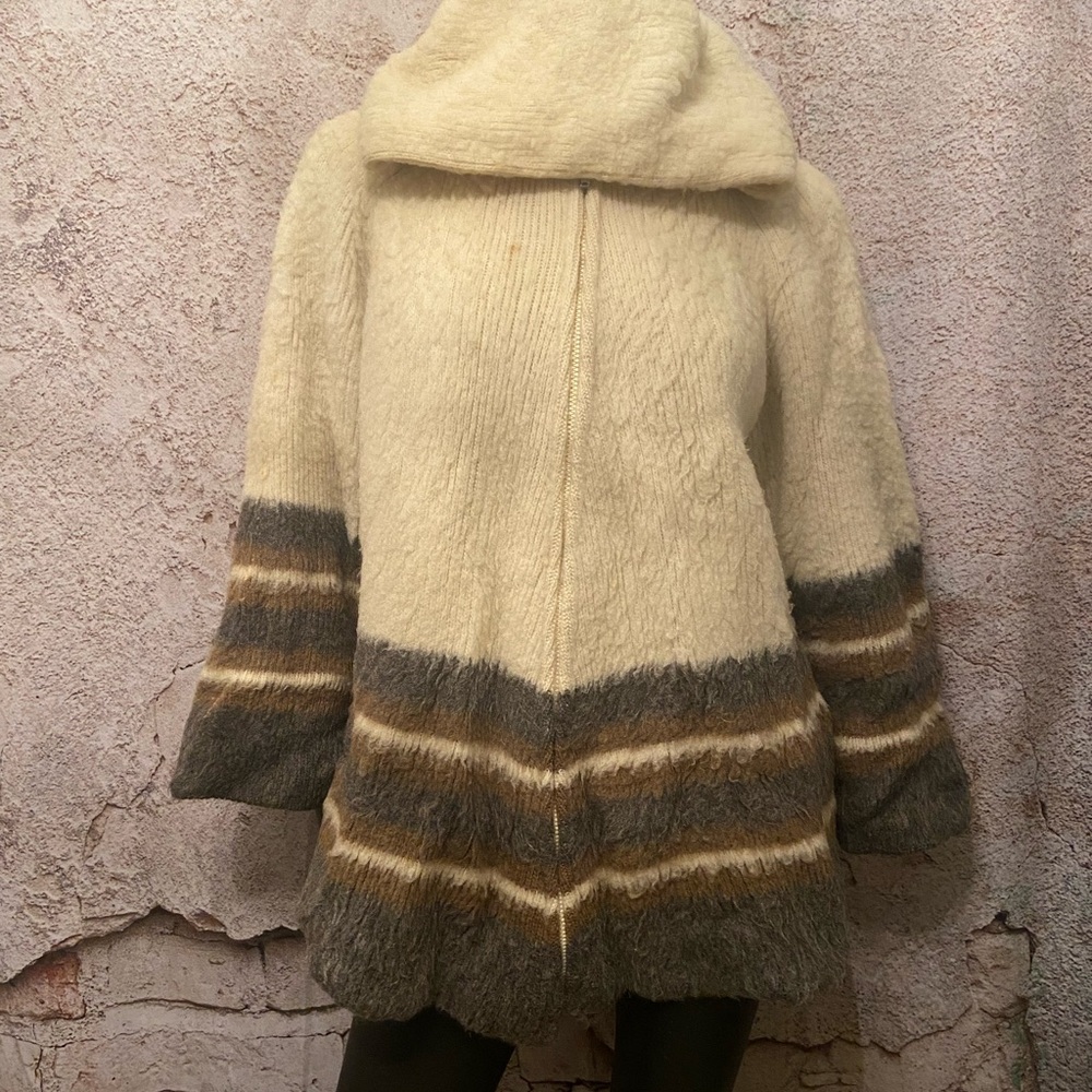 Eider Knit Vintage Wool Bell Shaped Coat from Iceland